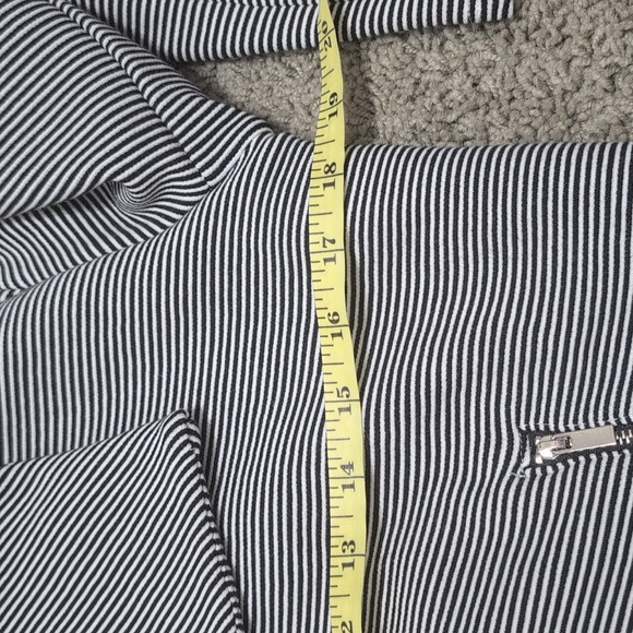Premise Textured Black & White Striped Open Blazer Zippered Pockets Women Small - Picture 8 of 10